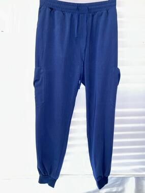 MiM Millennials In Medicine Womens Scrub Pants L Blue Jogger Stretch Cargo